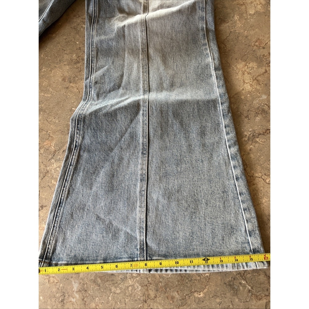 Bayeas women's Mid Rise Wide 28 Jeans Rhinestones On Pockets Light Wash - Picture 5 of 8